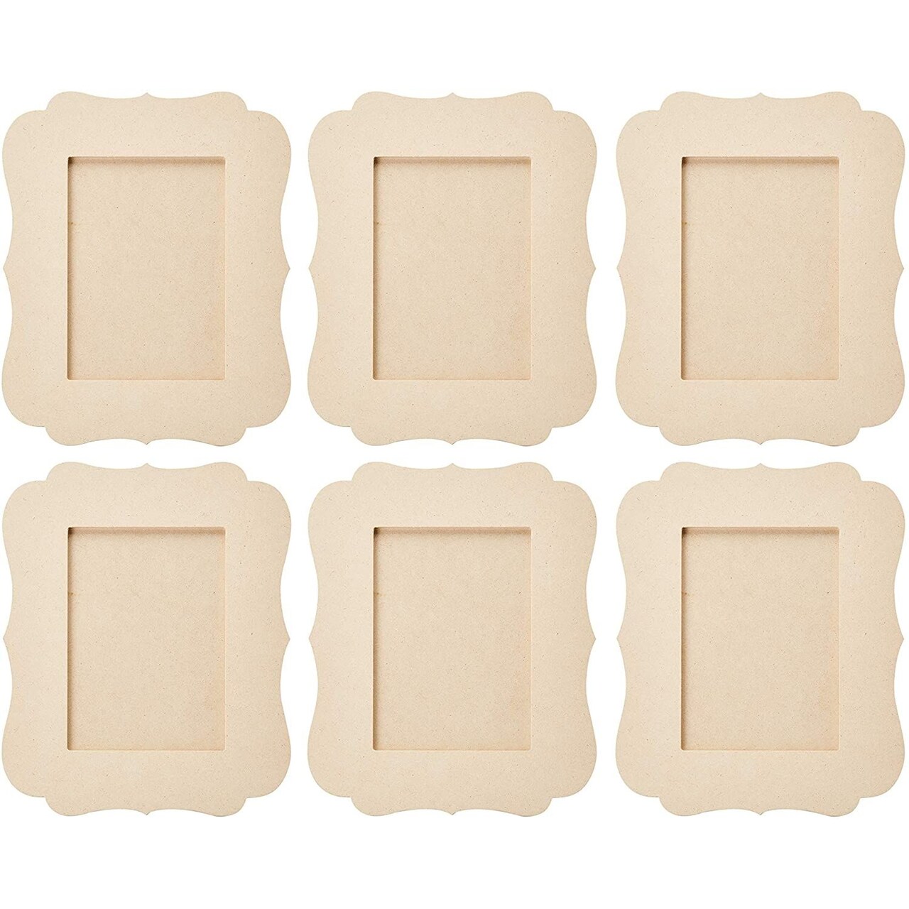 6 Pack Unfinished Wooden Picture Frames for Crafts and Painting, Table Top Display, Holds 5x7 Inch Pictures
